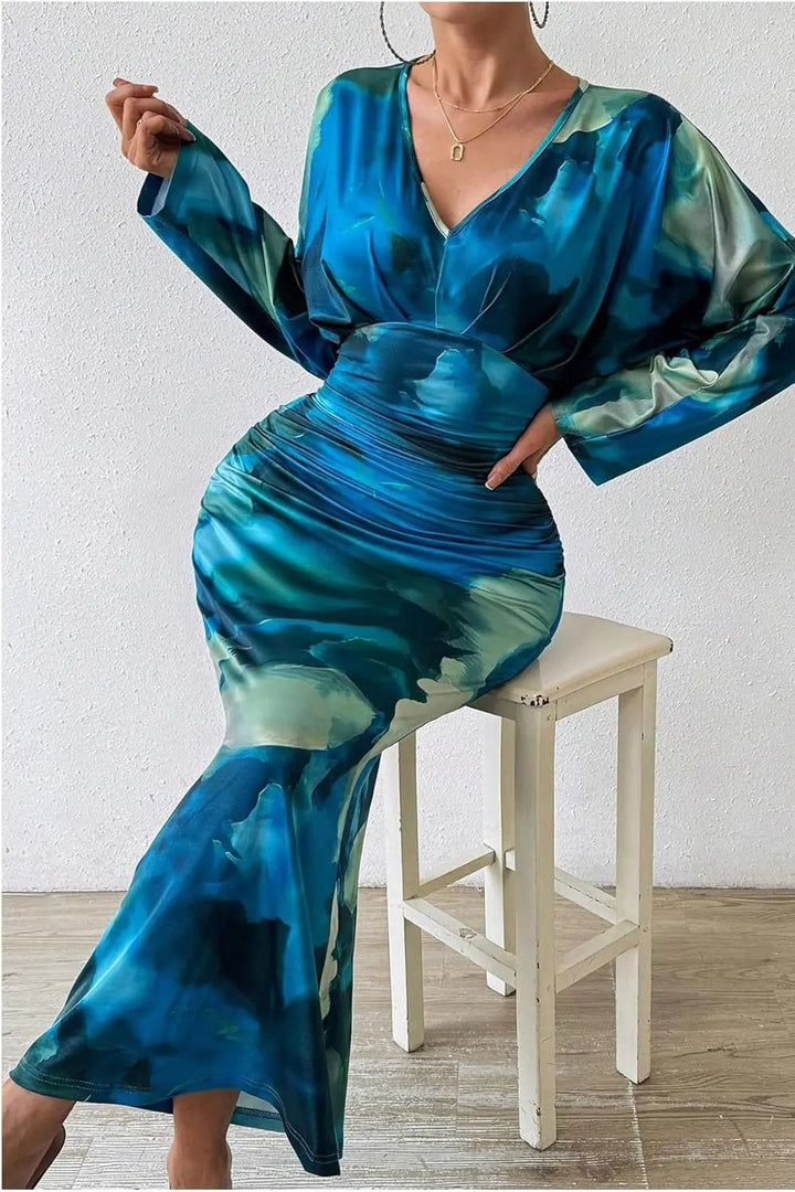 Robe À Manches Chauve-souris Et Effet De Teinture Pour Femme