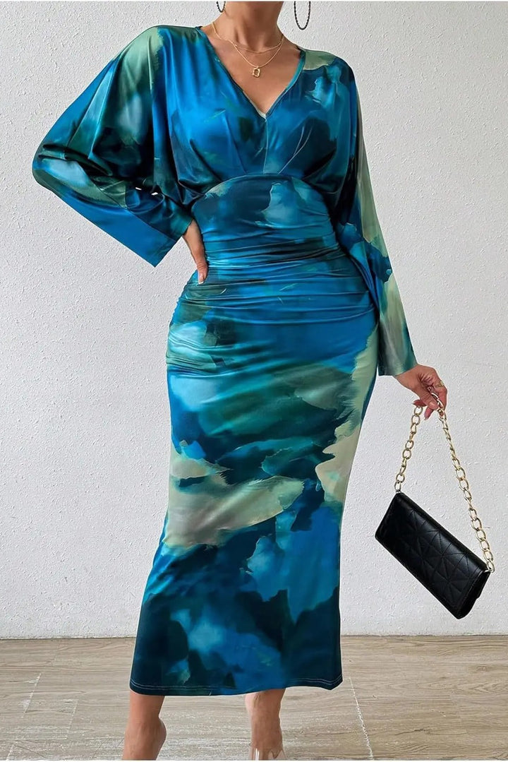 Robe À Manches Chauve-souris Et Effet De Teinture Pour Femme