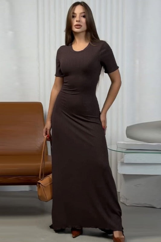 Robe maxi Élégance côtelée
