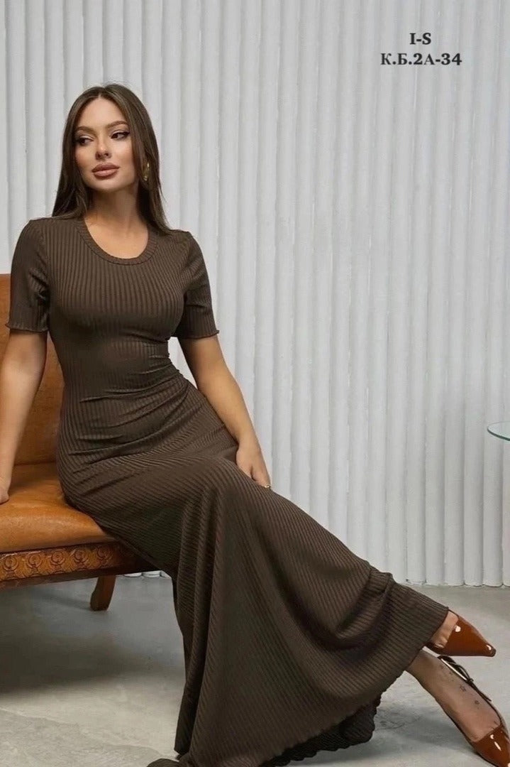 Robe maxi Élégance côtelée