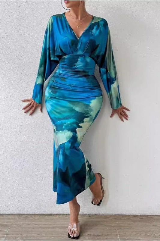 Robe À Manches Chauve-souris Et Effet De Teinture Pour Femme