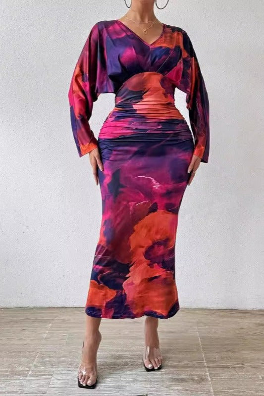 Robe À Manches Chauve-souris Et Effet De Teinture Pour Femme