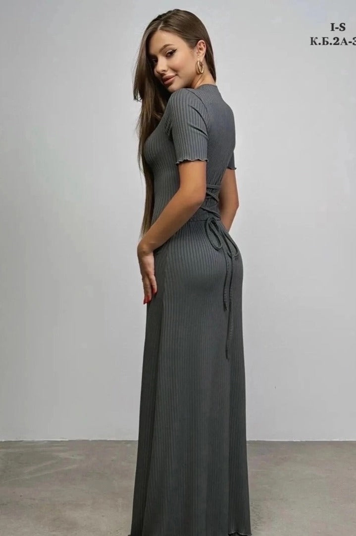 Robe maxi Élégance côtelée